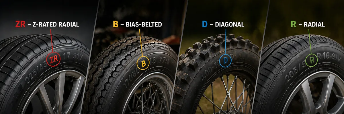 Mida tähendavad rehvi mõõdu tähed R, B, D, ZR?